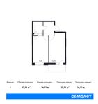Планировка 1-комнатной квартиры, 37,16 м2