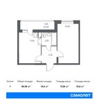 Планировка 1-комнатной квартиры, 36,36 м2
