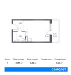 Планировка квартиры студии, 23,89 м2