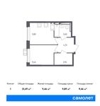 Планировка 1-комнатной квартиры, 31,49 м2