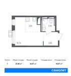 Планировка квартиры студии, 21,36 м2