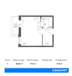 Планировка квартиры студии, 26,65 м2