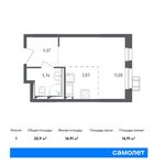 Планировка квартиры студии, 22,9 м2