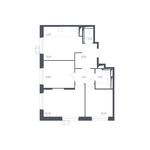 Планировка 3-комнатной квартиры, 59,83 м2
