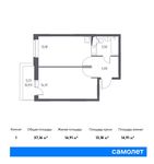 Планировка 1-комнатной квартиры, 37,16 м2