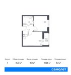 Планировка 1-комнатной квартиры, 31,61 м2