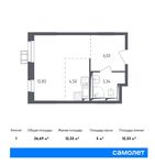 Планировка квартиры студии, 26,69 м2