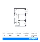 Планировка 2-комнатной квартиры, 31,88 м2