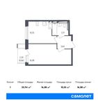 Планировка 1-комнатной квартиры, 33,94 м2
