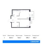 Планировка 1-комнатной квартиры, 32,15 м2