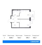 Планировка 1-комнатной квартиры, 32,08 м2
