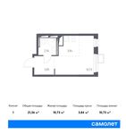 Планировка квартиры студии, 21,36 м2