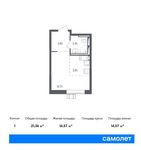 Планировка квартиры студии, 21,36 м2