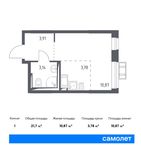 Планировка квартиры студии, 21,7 м2