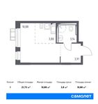 Планировка квартиры студии, 21,73 м2