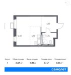 Планировка квартиры студии, 26,69 м2