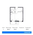 Планировка квартиры студии, 26,4 м2