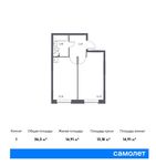 Планировка 1-комнатной квартиры, 36,3 м2