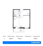 Планировка квартиры студии, 26,3 м2