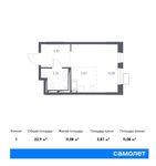 Планировка квартиры студии, 22,9 м2