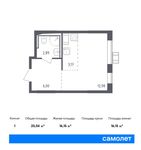Планировка квартиры студии, 25,04 м2
