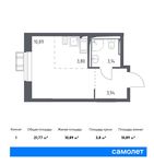 Планировка квартиры студии, 21,77 м2