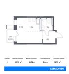 Планировка квартиры студии, 21,95 м2