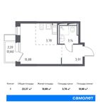 Планировка квартиры студии, 22,37 м2