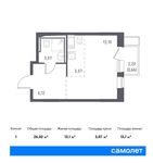 Планировка квартиры студии, 26,02 м2