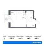 Планировка квартиры студии, 22,43 м2