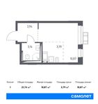 Планировка квартиры студии, 21,74 м2