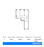 Планировка 3-комнатной квартиры, 77,3 м2
