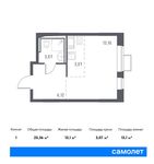 Планировка квартиры студии, 25,36 м2