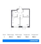 Планировка 1-комнатной квартиры, 35,93 м2