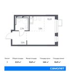 Планировка квартиры студии, 21,31 м2