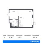 Планировка квартиры студии, 25,38 м2