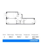 Планировка 3-комнатной квартиры, 60,06 м2