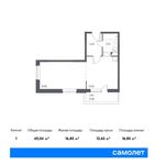 Планировка 1-комнатной квартиры, 40,04 м2