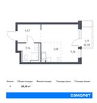 Планировка квартиры студии, 23,53 м2