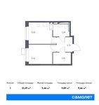 Планировка 1-комнатной квартиры, 31,49 м2