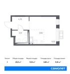 Планировка квартиры студии, 23,25 м2