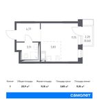 Планировка квартиры студии, 23,92 м2
