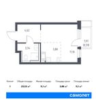 Планировка квартиры студии, 23,53 м2