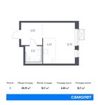 Планировка квартиры студии, 25,91 м2