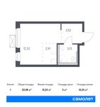Планировка квартиры студии, 22,28 м2