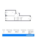Планировка 3-комнатной квартиры, 59,64 м2