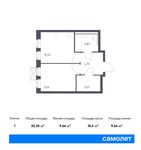 Планировка 1-комнатной квартиры, 32,35 м2