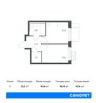 Планировка 1-комнатной квартиры, 31,2 м2