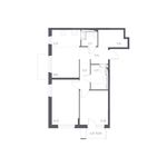 Планировка 3-комнатной квартиры, 62,14 м2