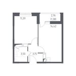 Планировка 1-комнатной квартиры, 33,8 м2